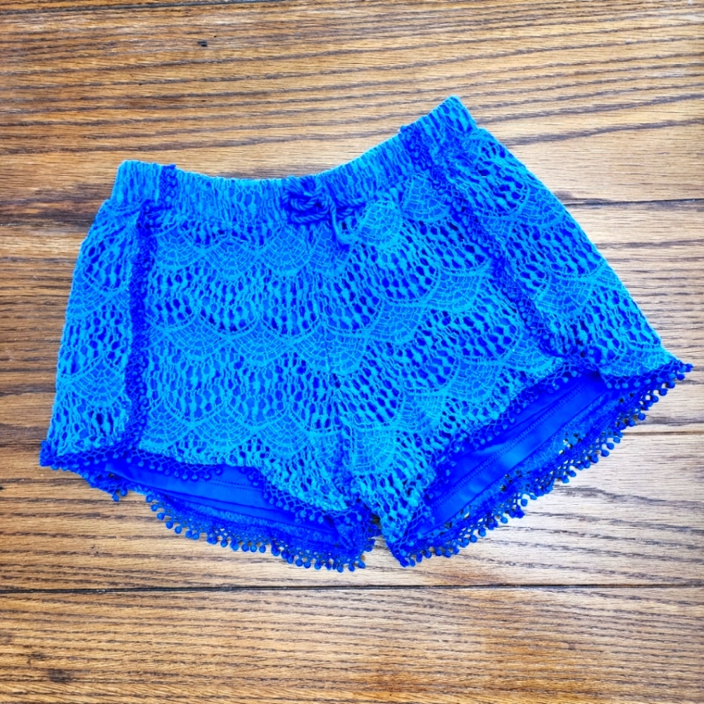 Blue lace shorts